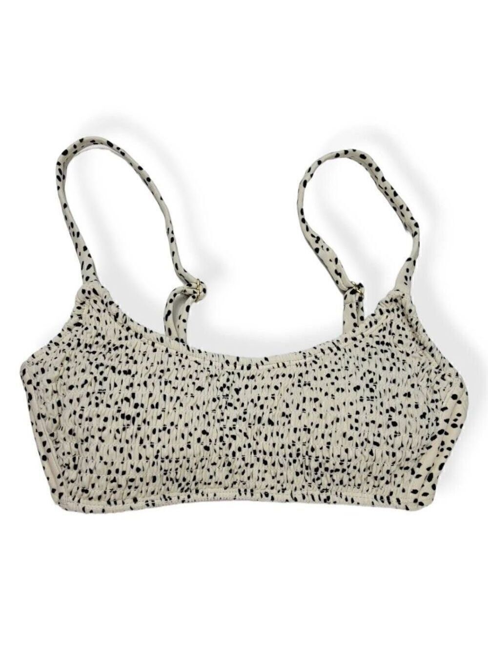 Xhilaration Smocked Cream and Black Bralette Bikini Top Small Jrs. 0-2